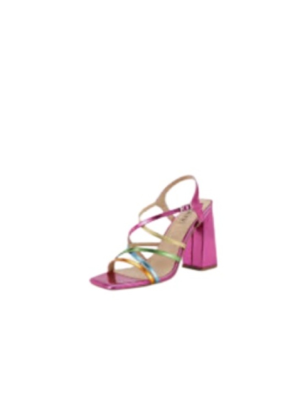 Metallic Fuchsia Strappy color Block Heel Sandals size 8